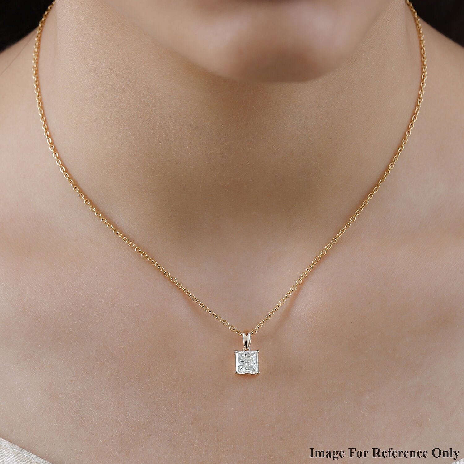 9K Yellow Gold Moissanite Solitaire Pendant 1.18 Ct