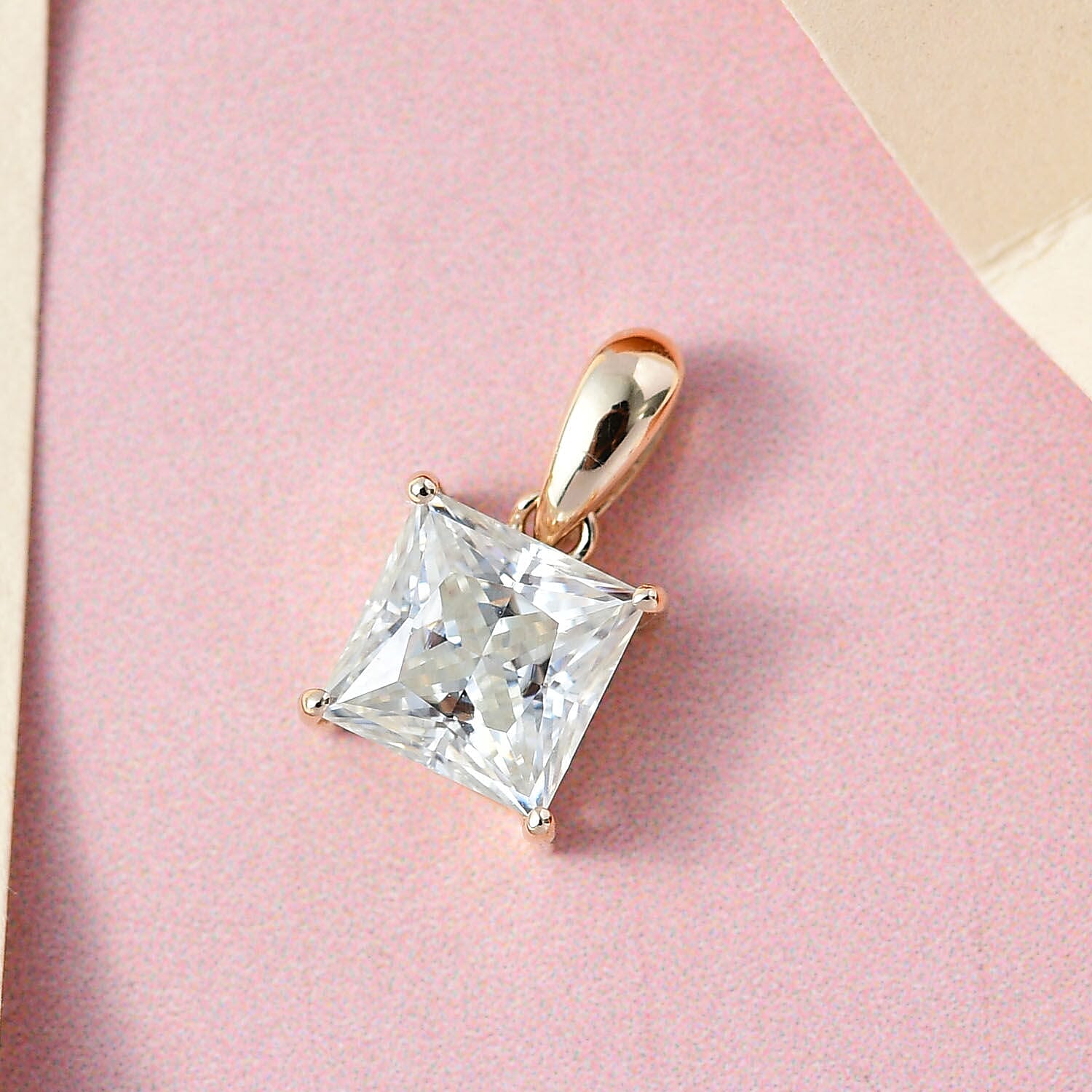 9K Yellow Gold Moissanite Solitaire Pendant 1.18 Ct