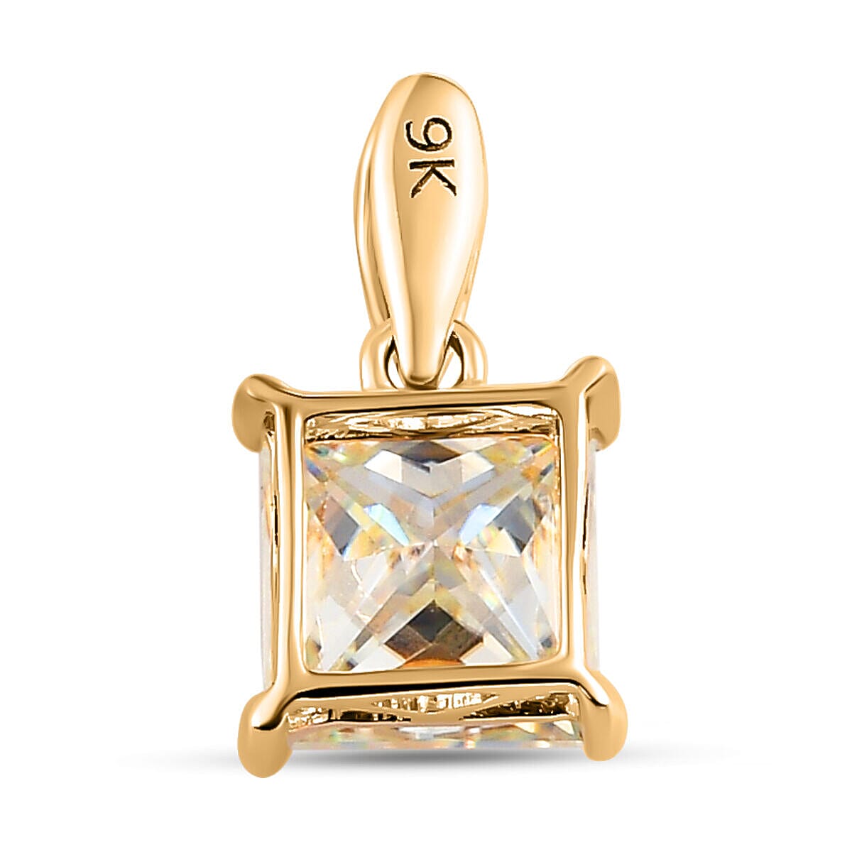 9K Yellow Gold Moissanite Solitaire Pendant 1.18 Ct