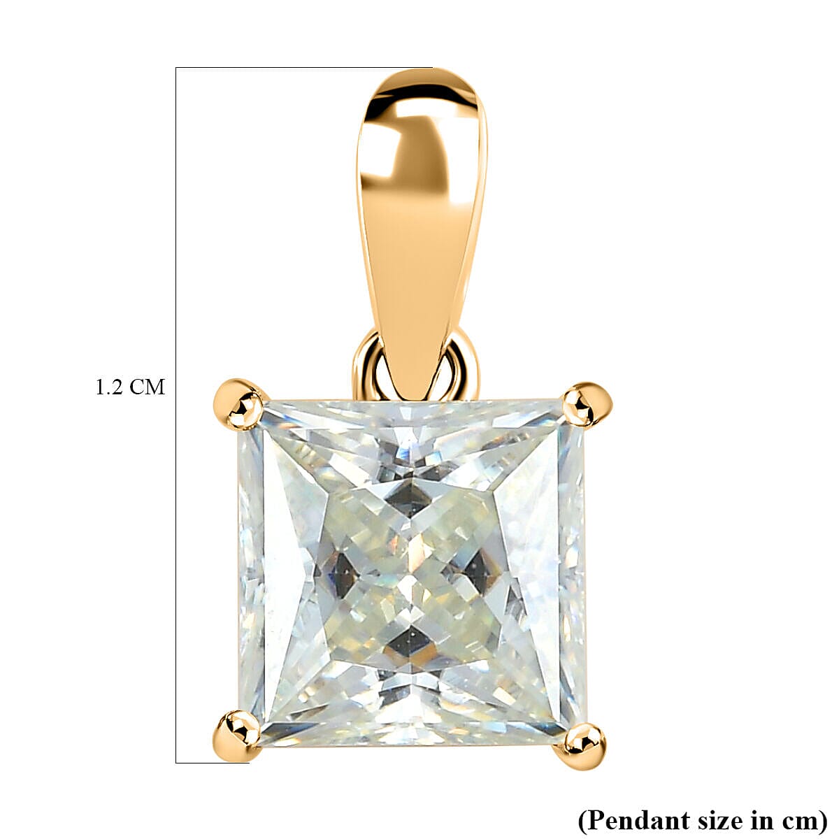 9K Yellow Gold Moissanite Solitaire Pendant 1.18 Ct