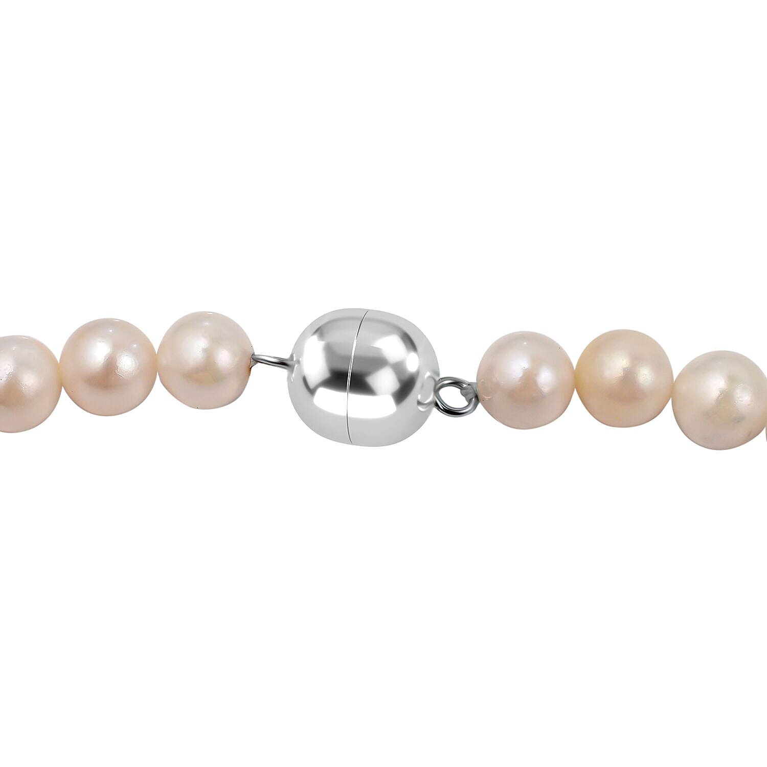Japanese Akoya Pearl Necklace (Size - 18) with Magnetic Lock in Rhodium Overlay Sterling Silver