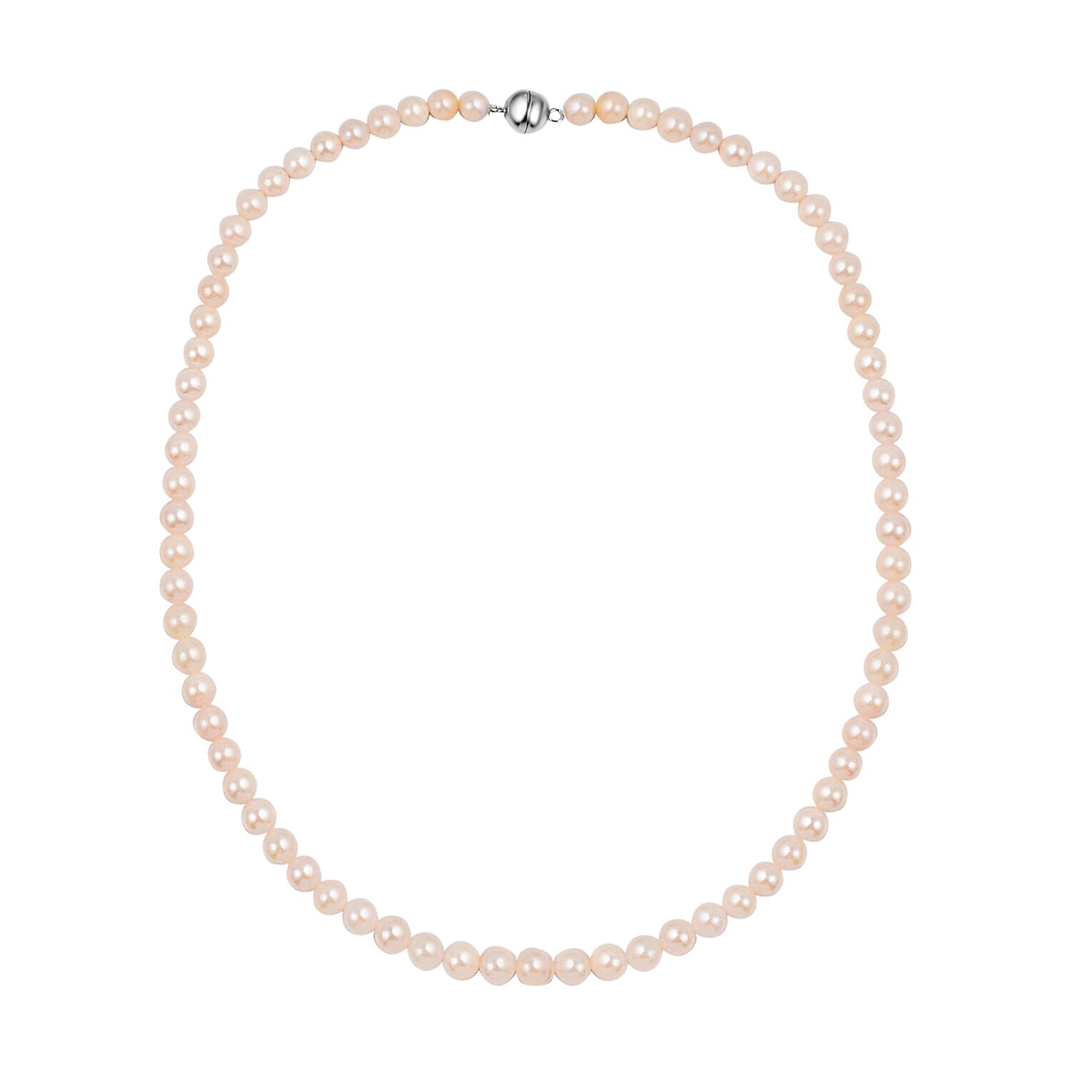 Japanese Akoya Pearl Necklace (Size - 18) with Magnetic Lock in Rhodium Overlay Sterling Silver