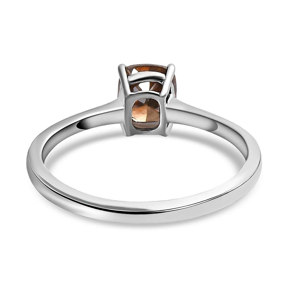 SIGNATURE COLLECTION 950 Platinum SGL Certified Natural Champagne Diamond (I1) Solitaire Ring 1.00 Ct.