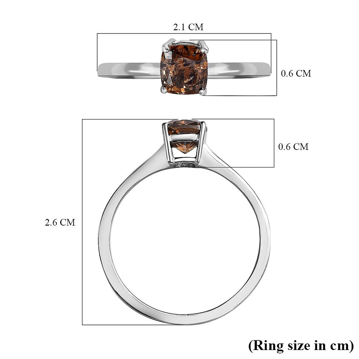 SIGNATURE COLLECTION 950 Platinum SGL Certified Natural Champagne Diamond (I1) Solitaire Ring 1.00 Ct.