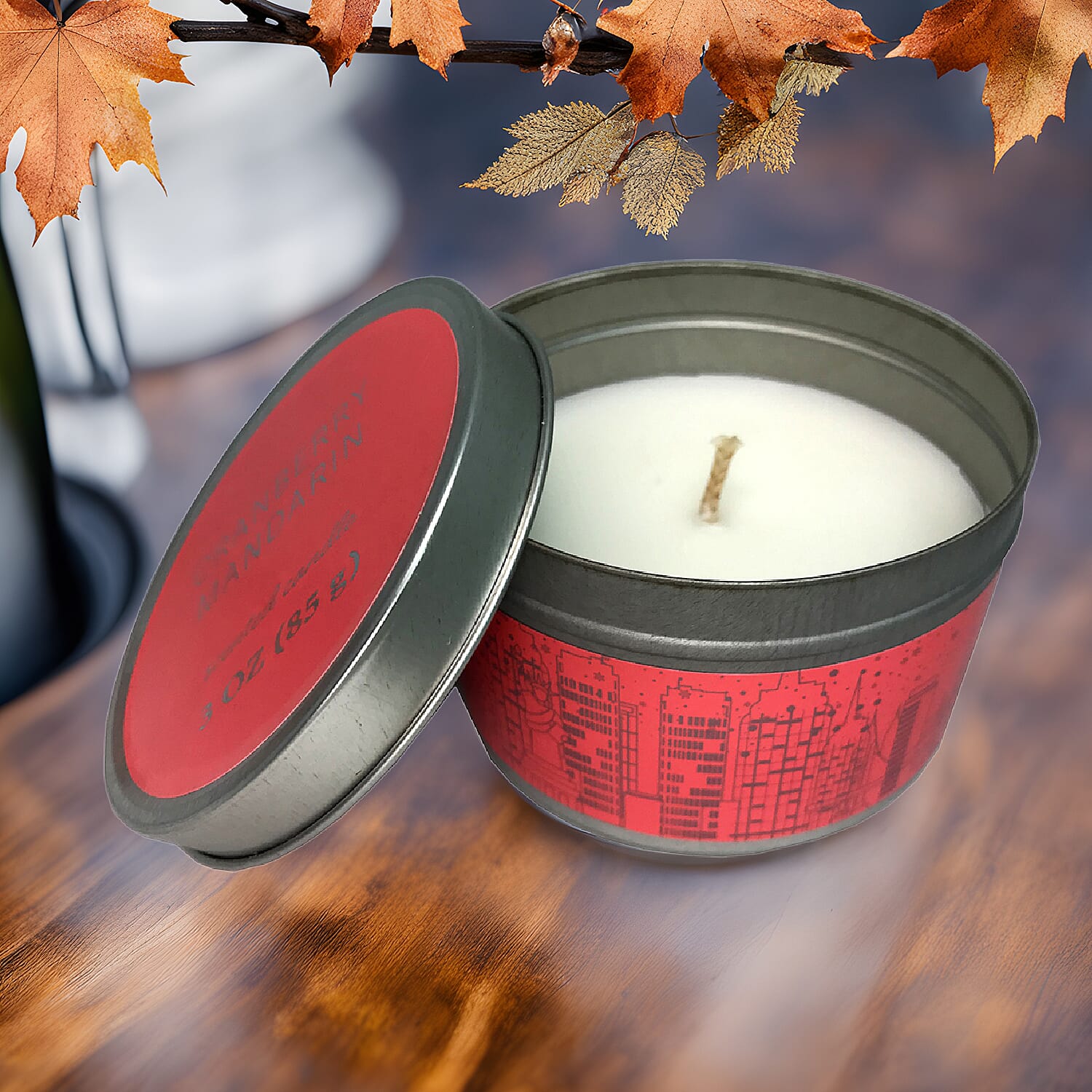 Set of 3 Candle Tins - City (3 x85 Gms) - (Melon, Apple,Cranberry)