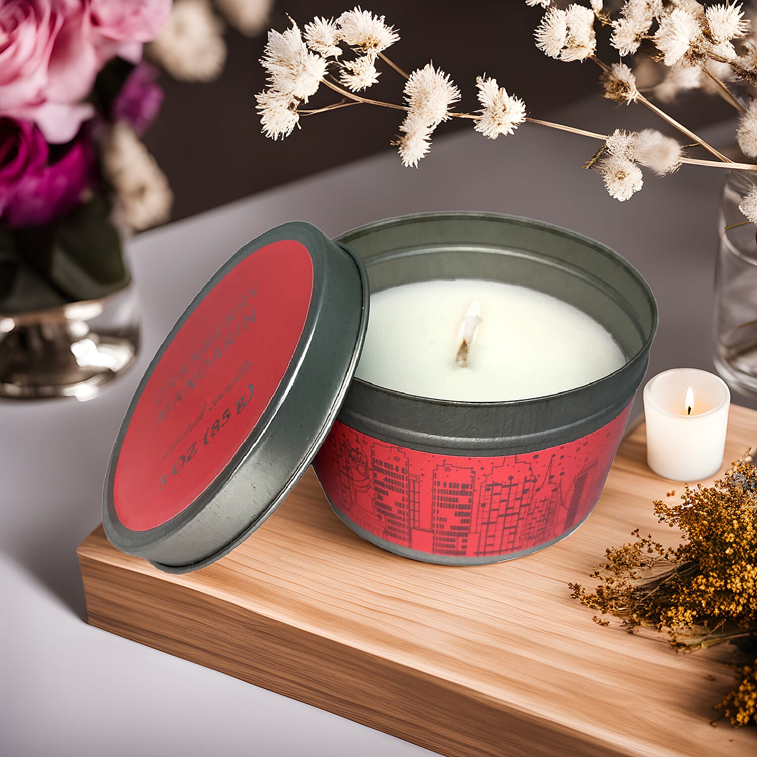 Set of 3 Candle Tins - City (3 x85 Gms) - (Melon, Apple,Cranberry)