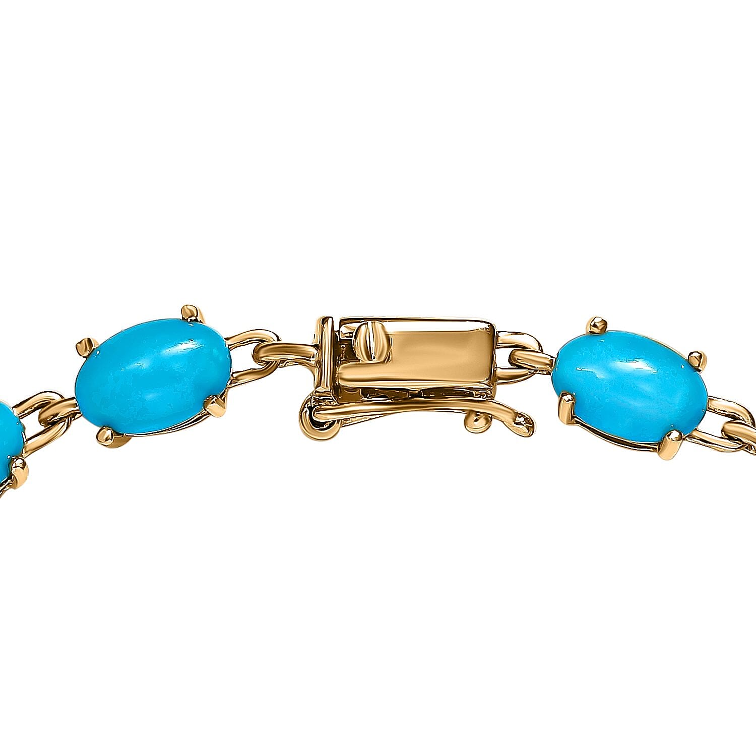 9K Yellow Gold Arizona Sleeping Beauty Turquoise Bracelet (Size - 7.5) 9.19 Ct