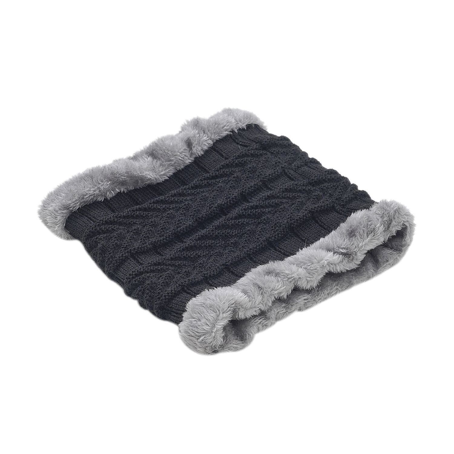 3 Piece Set - Arcylic Gloves, Hat & Scarf - Black