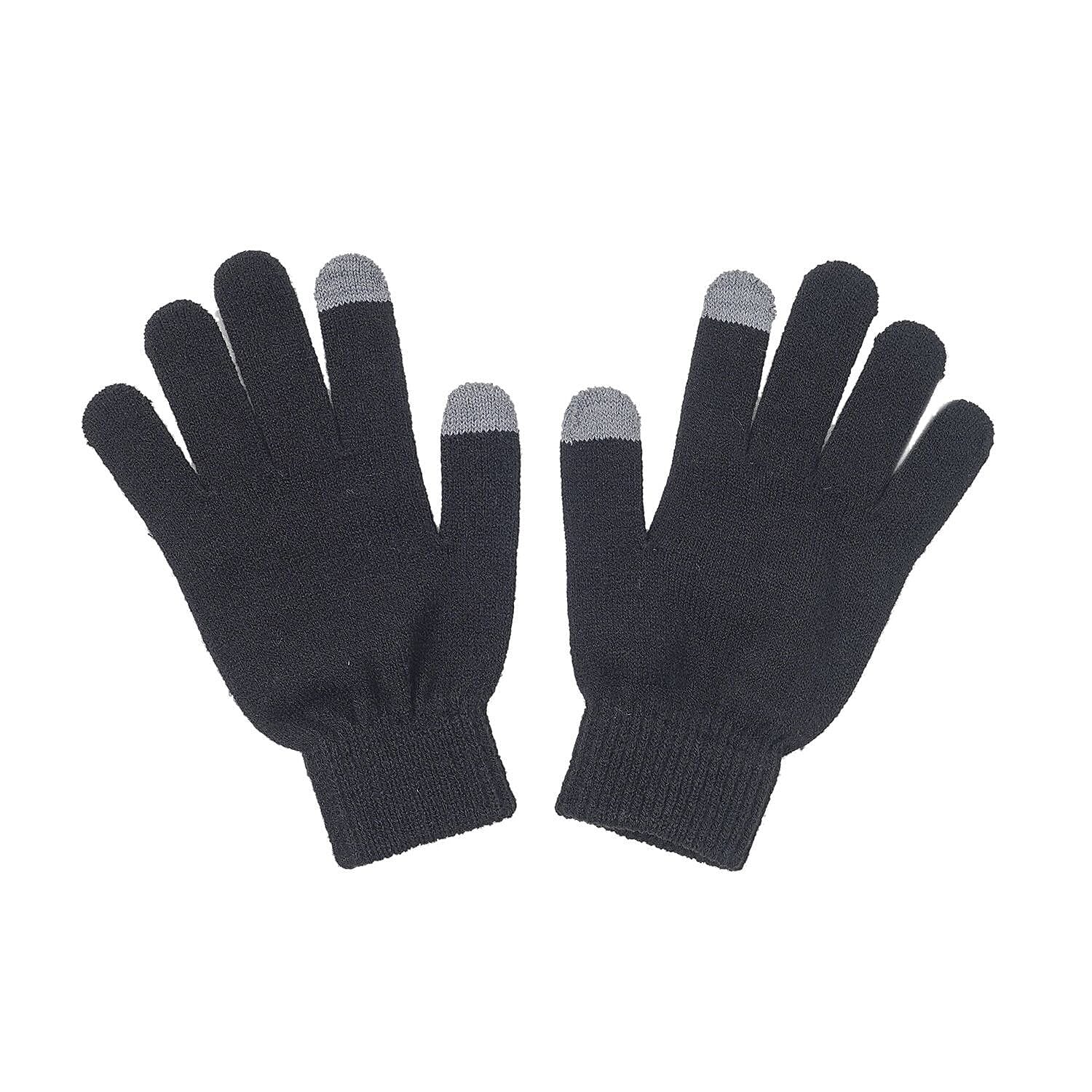3 Piece Set - Arcylic Gloves, Hat & Scarf - Black