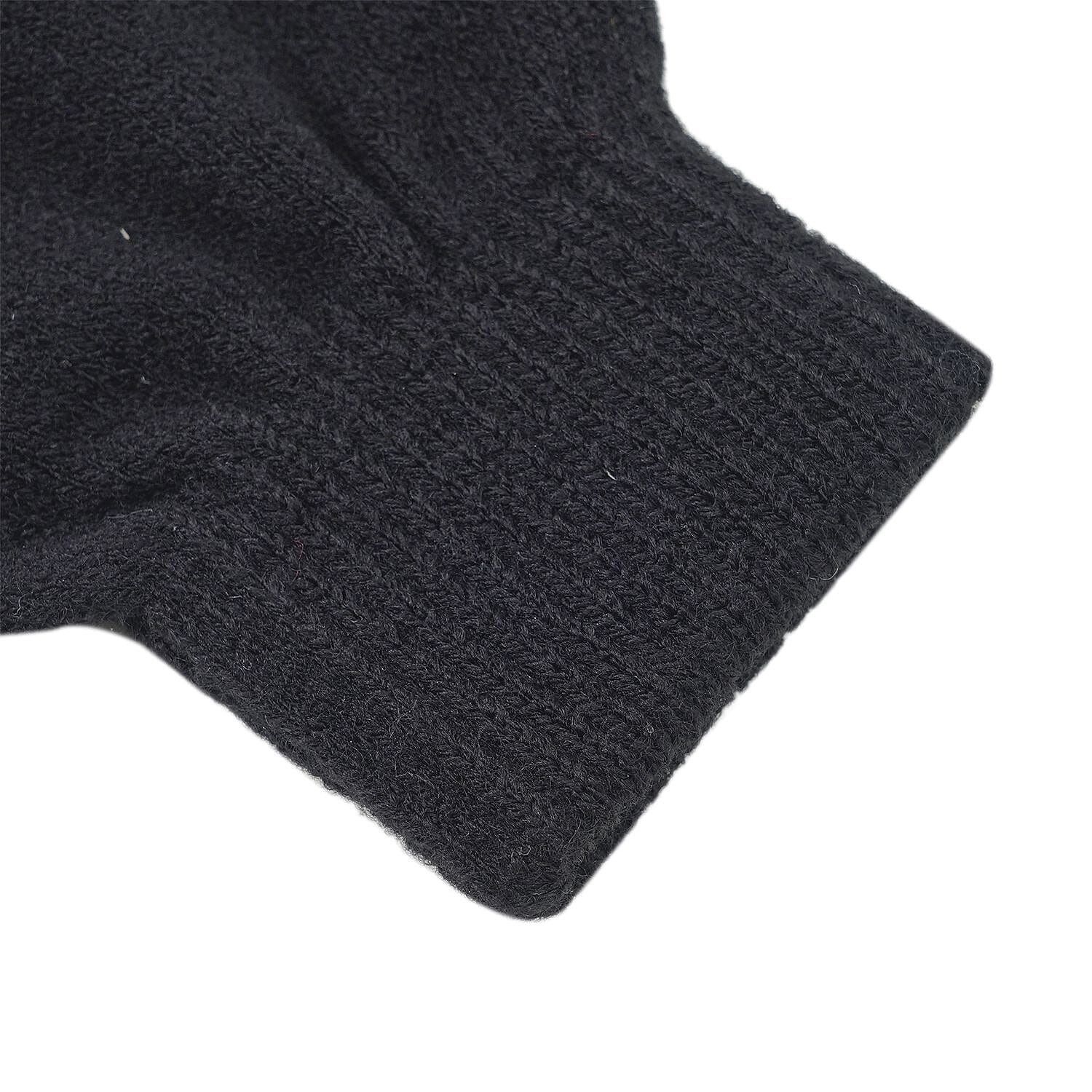 3 Piece Set - Arcylic Gloves, Hat & Scarf - Black