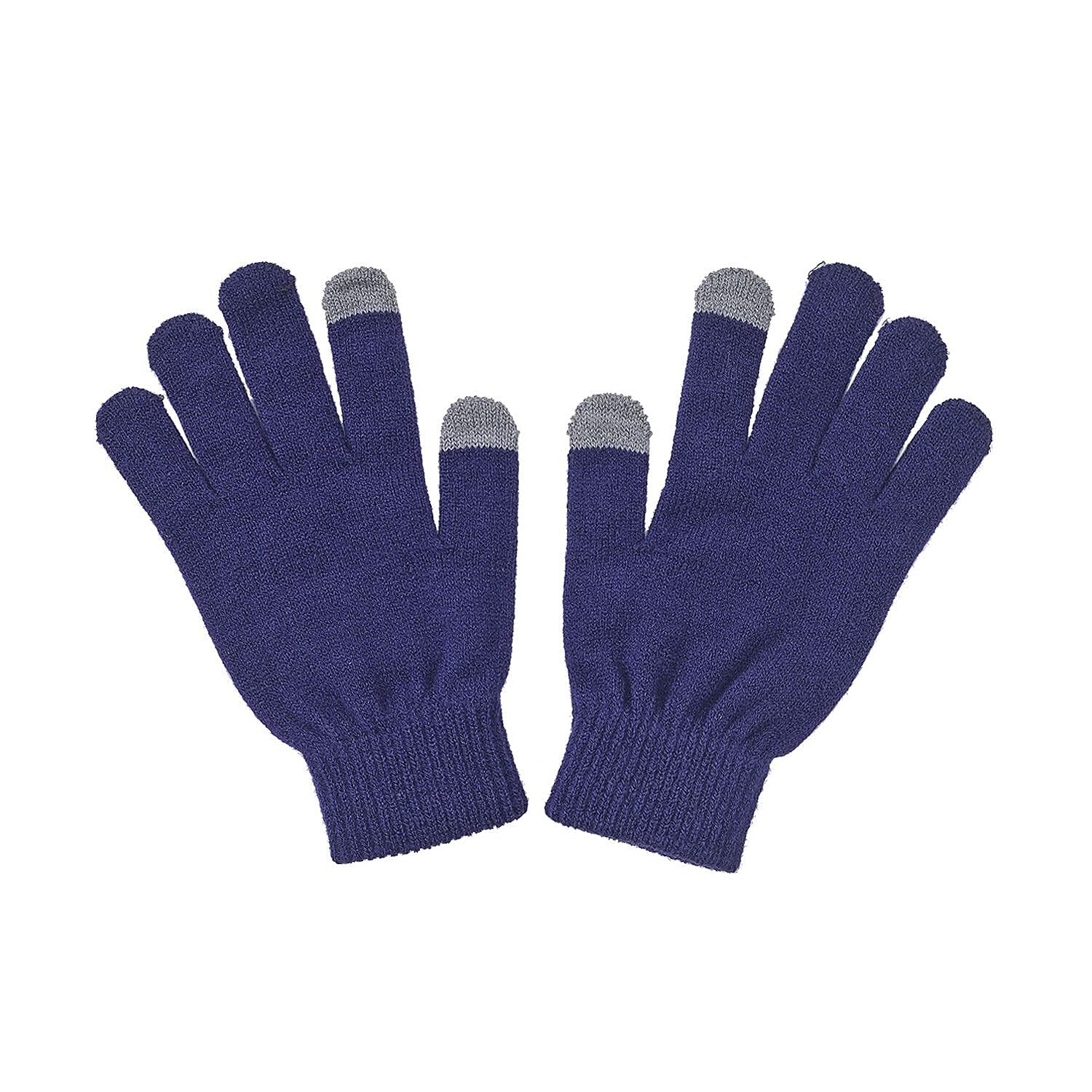 3 Piece Set - Winter Knit Slouchy Beanie Cap, Neck Warmer Scarf and Gloves - Navy