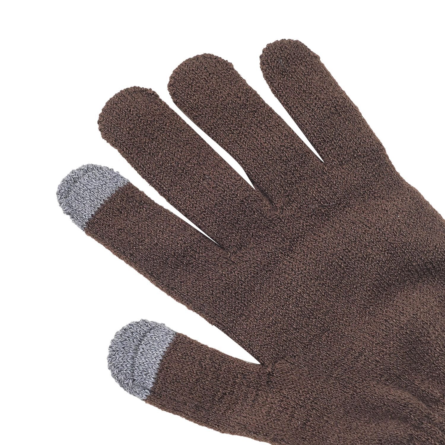 3 Piece Set - Gloves, Hat & Scarf - Dark Brown
