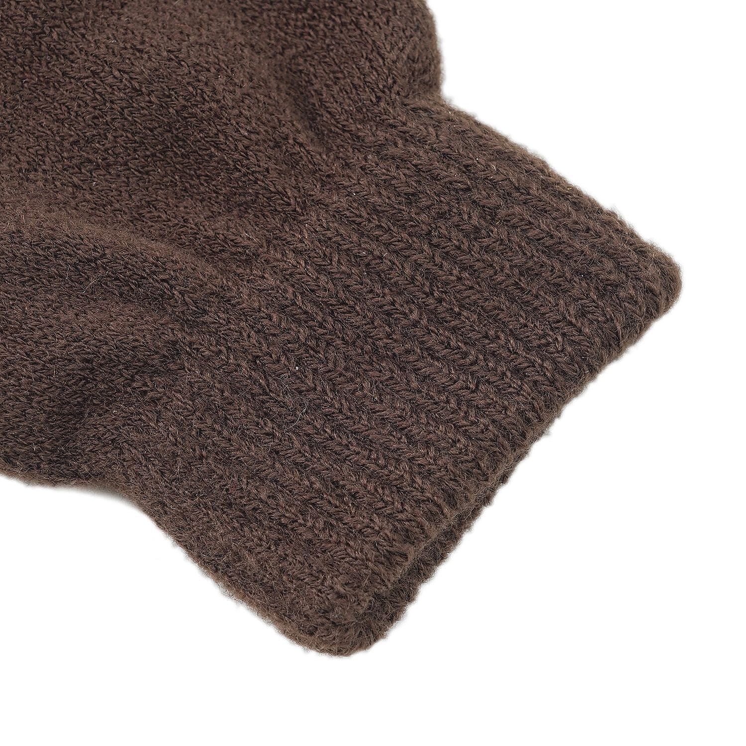 3 Piece Set - Gloves, Hat & Scarf - Dark Brown