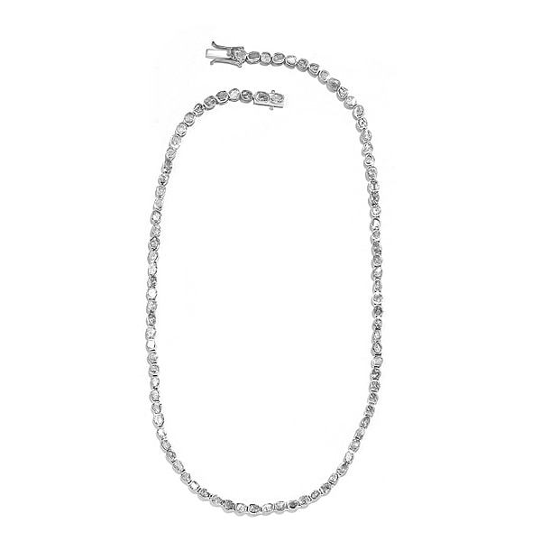 White Diamond Necklace (Size - 18) in Platinum Overlay Sterling Silver ...