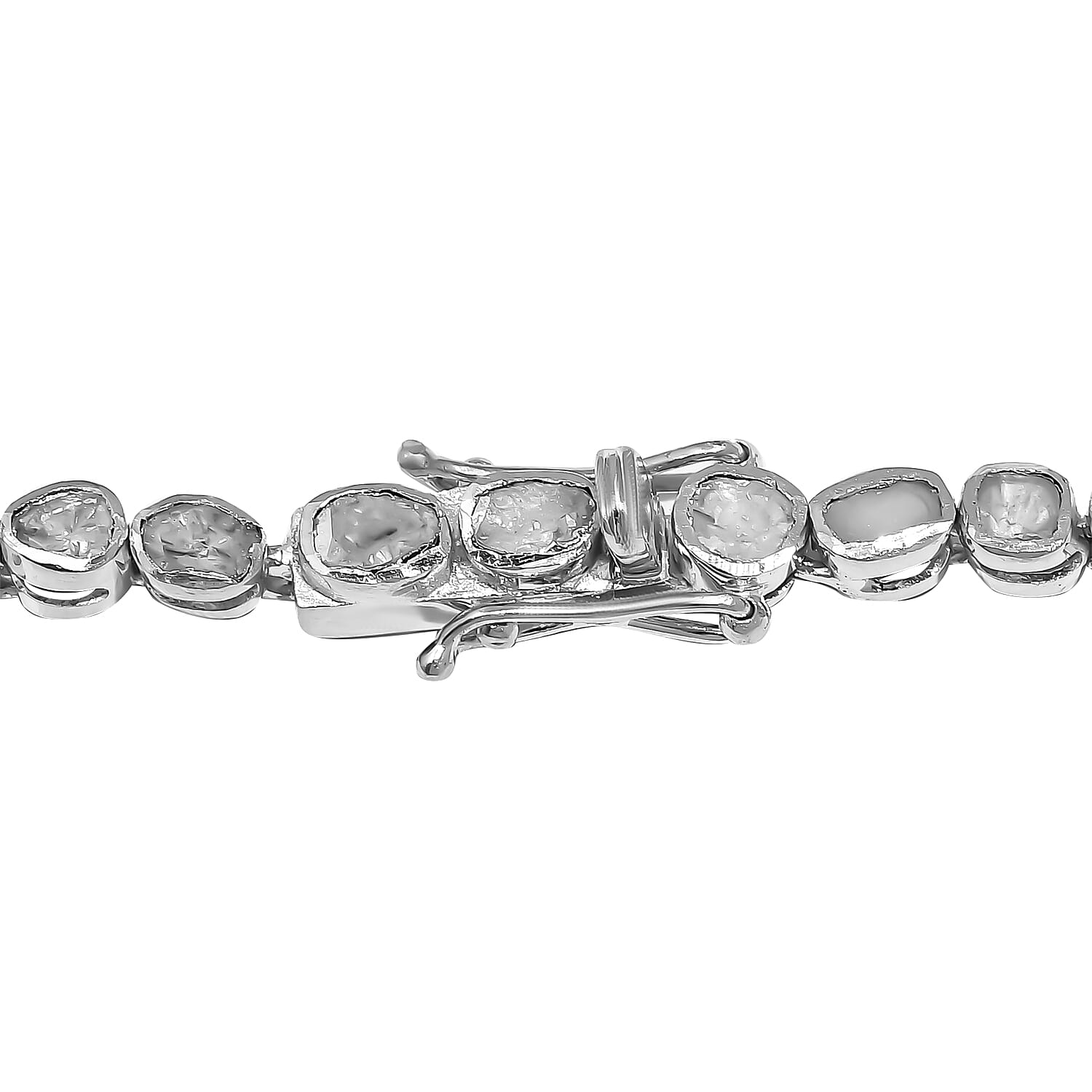 Polki Diamond Necklace (Size - 18) in Platinum Overlay Sterling Silver 5.63 Ct, Silver Wt. 23.8 Gms.