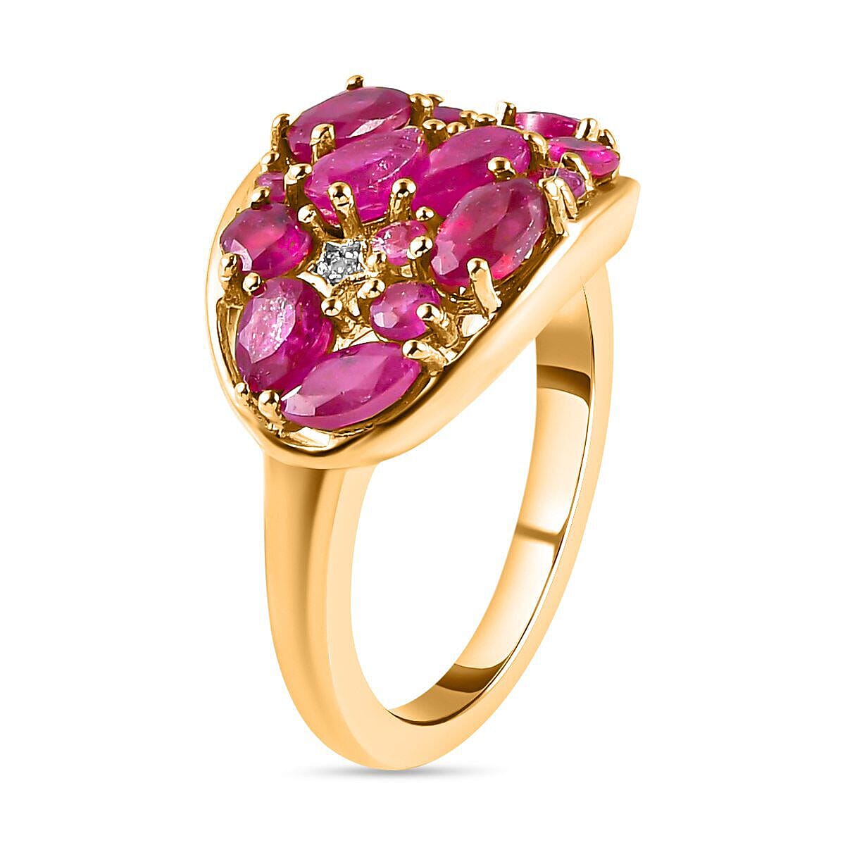 GP Celestial Collection - Cabo Delgado Ruby and Natural Cambodian Zircon Ring in 18K Vermeil Yellow Gold Overlay Sterling Silver 2.38 Ct.