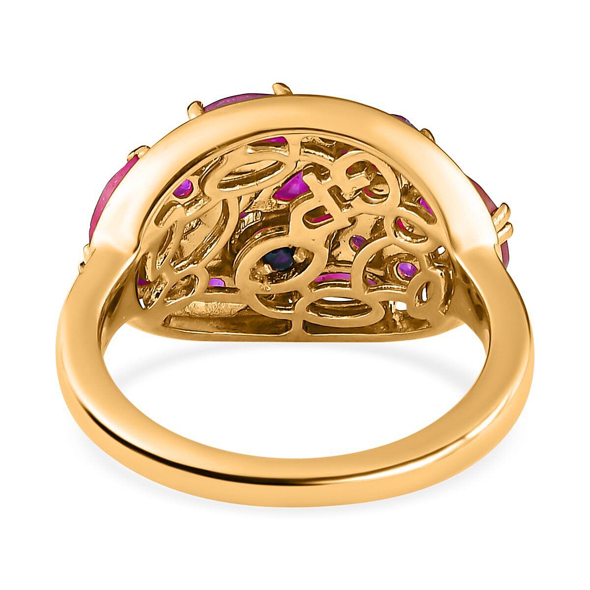 GP Celestial Collection - Cabo Delgado Ruby and Natural Cambodian Zircon Ring in 18K Vermeil Yellow Gold Overlay Sterling Silver 2.38 Ct.