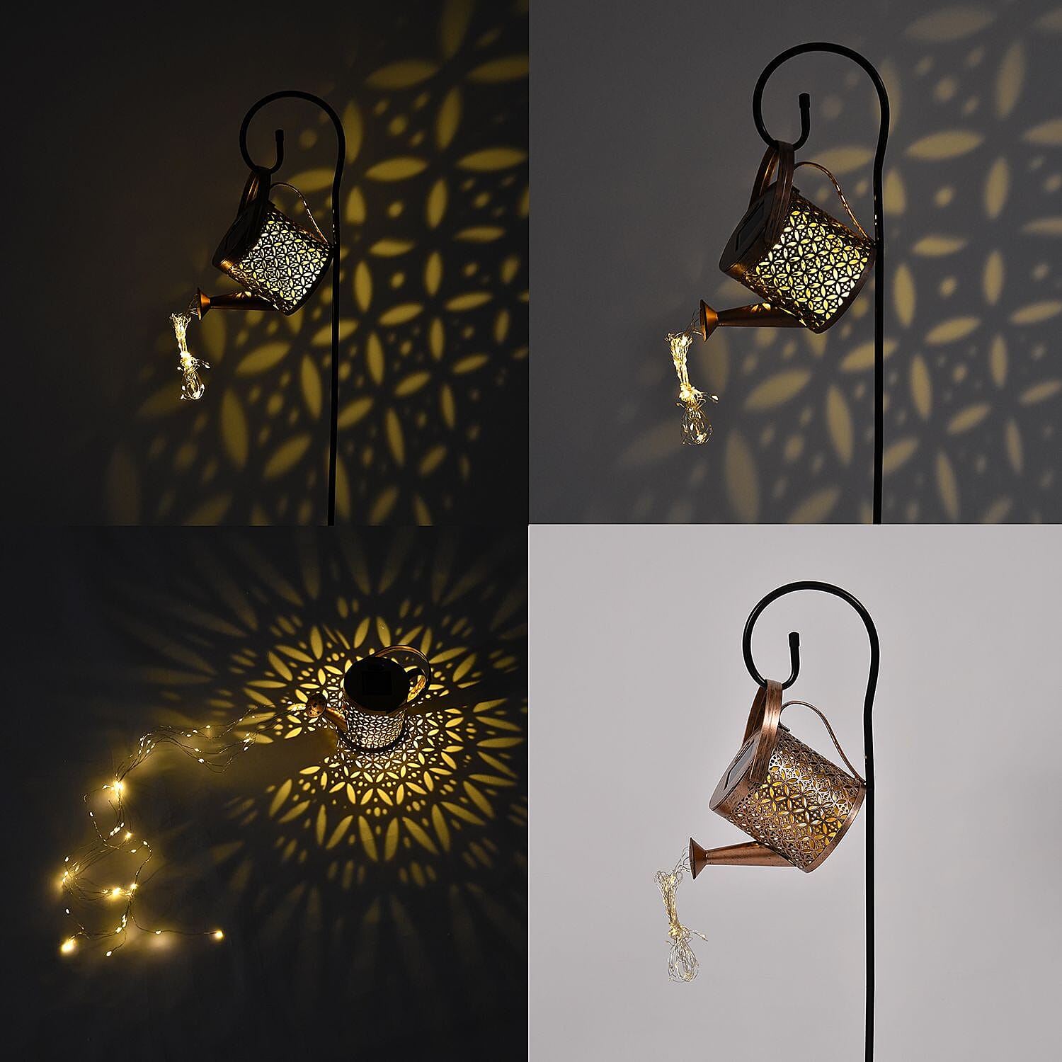 Solar Waterfall Garden 60 LED Light with Shepherd Hook Stand - Copper (6-8 hrs Light)