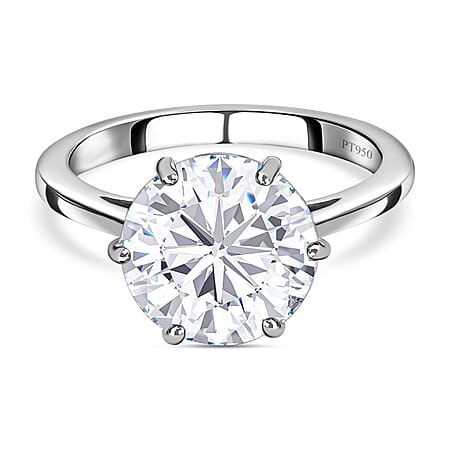 950 Platinum Moissanite Solitaire Engagement Ring 3.38 Ct