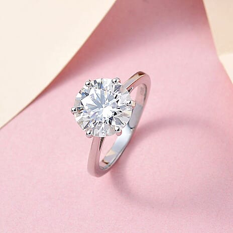 950 Platinum Moissanite Solitaire Ring 3.51 Ct.