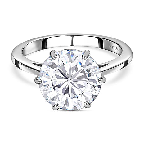 950 Platinum Moissanite Solitaire Ring 3.51 Ct.