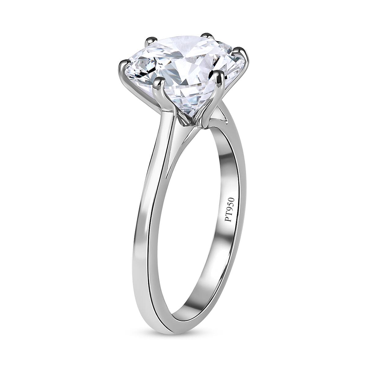 950 Platinum Moissanite Solitaire Ring 3.51 Ct.