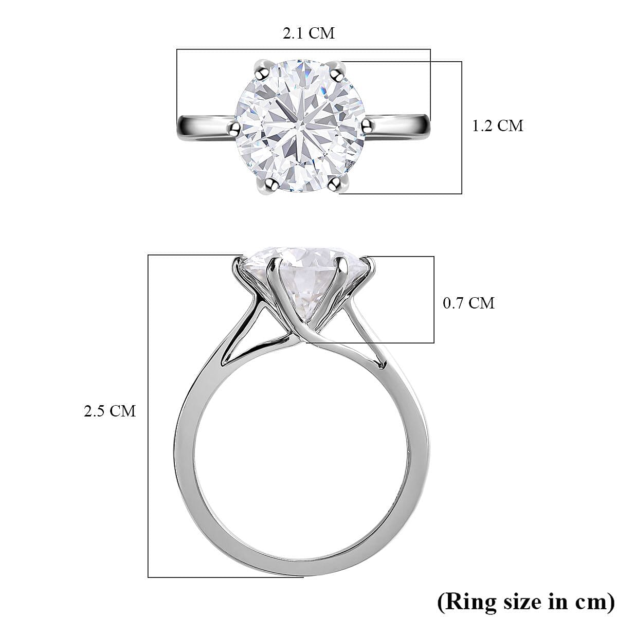 950 Platinum Moissanite Solitaire Ring 3.51 Ct.