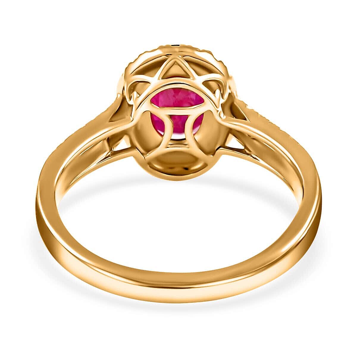 18K Yellow Gold  AAA  Mozambique Ruby, White Diamond SI Ring 2.05 ct,  Gold Wt. 4.51 Gms  2.050  Ct.