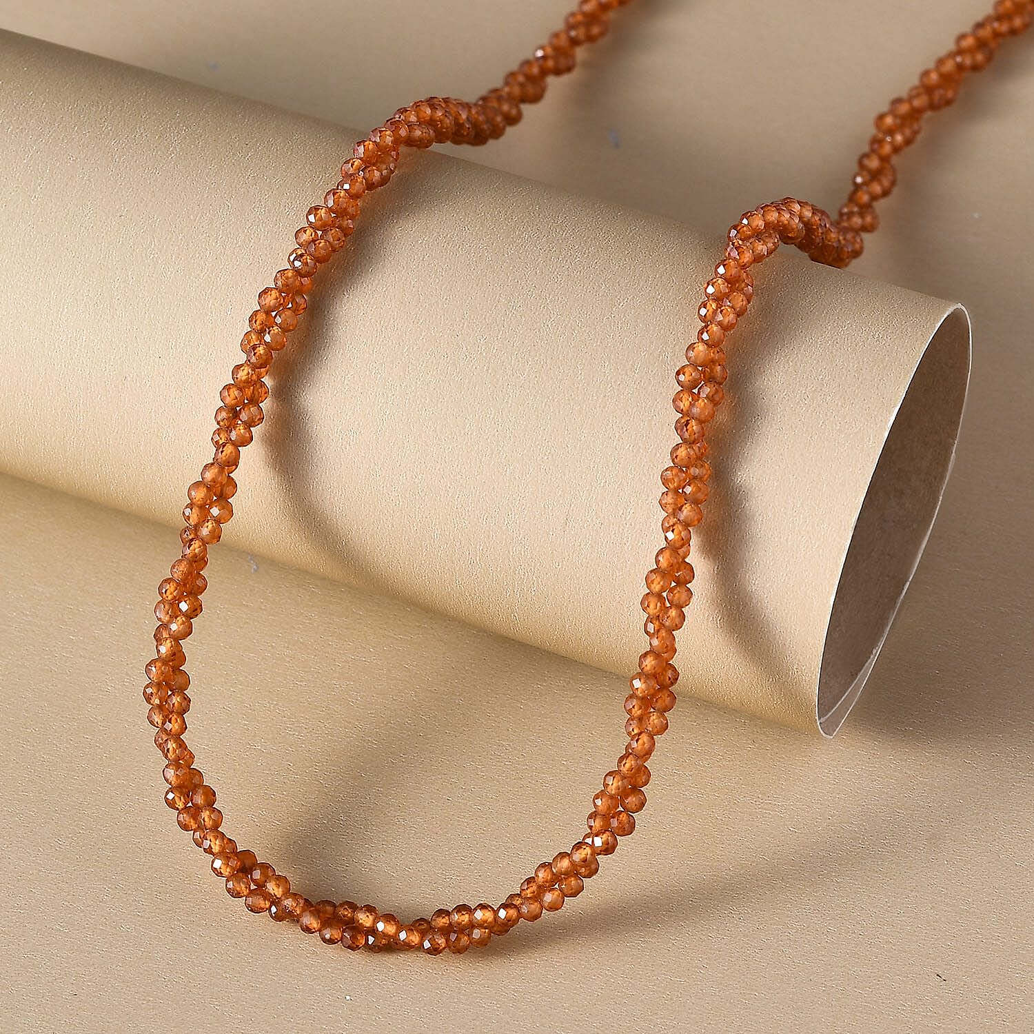 Hessonite Garnet Necklace (Size - 20) in Sterling Silver 51.50 Ct.