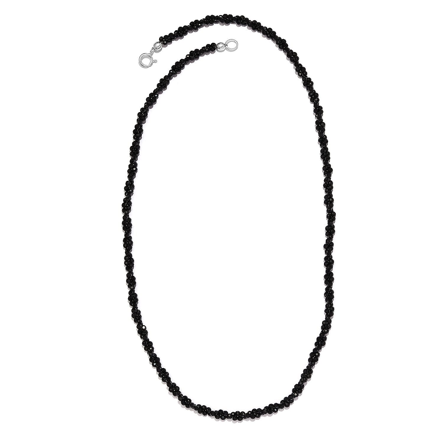 Boi Ploi Black Spinel Necklace (Size - 20) in Sterling Silver 62.56 Ct.