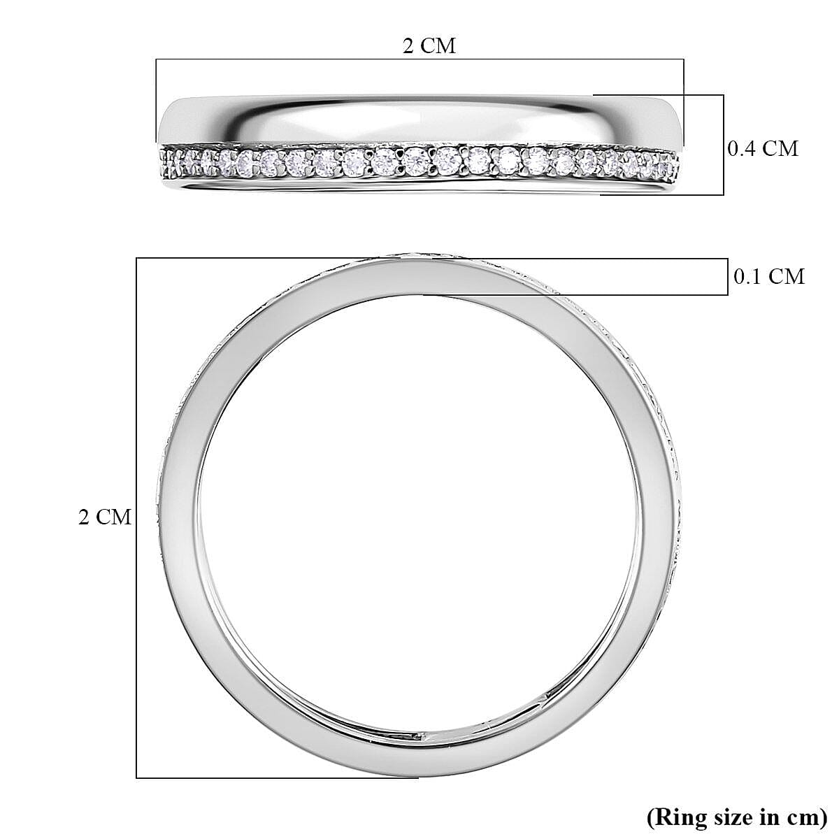 9K White Gold Moissanite Band Ring