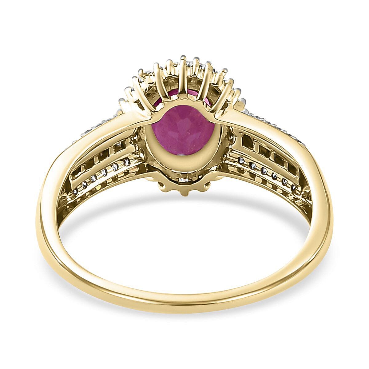 9K Yellow Gold Natural AAA Mozambique Ruby and Diamond Ring 2.00 Ct.