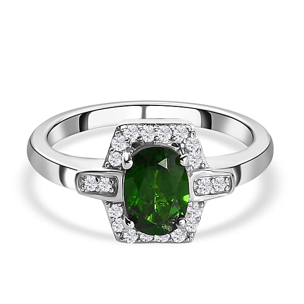 GP- Natural Chrome Diopside And White Zircon Main Stone With Side Stone ...