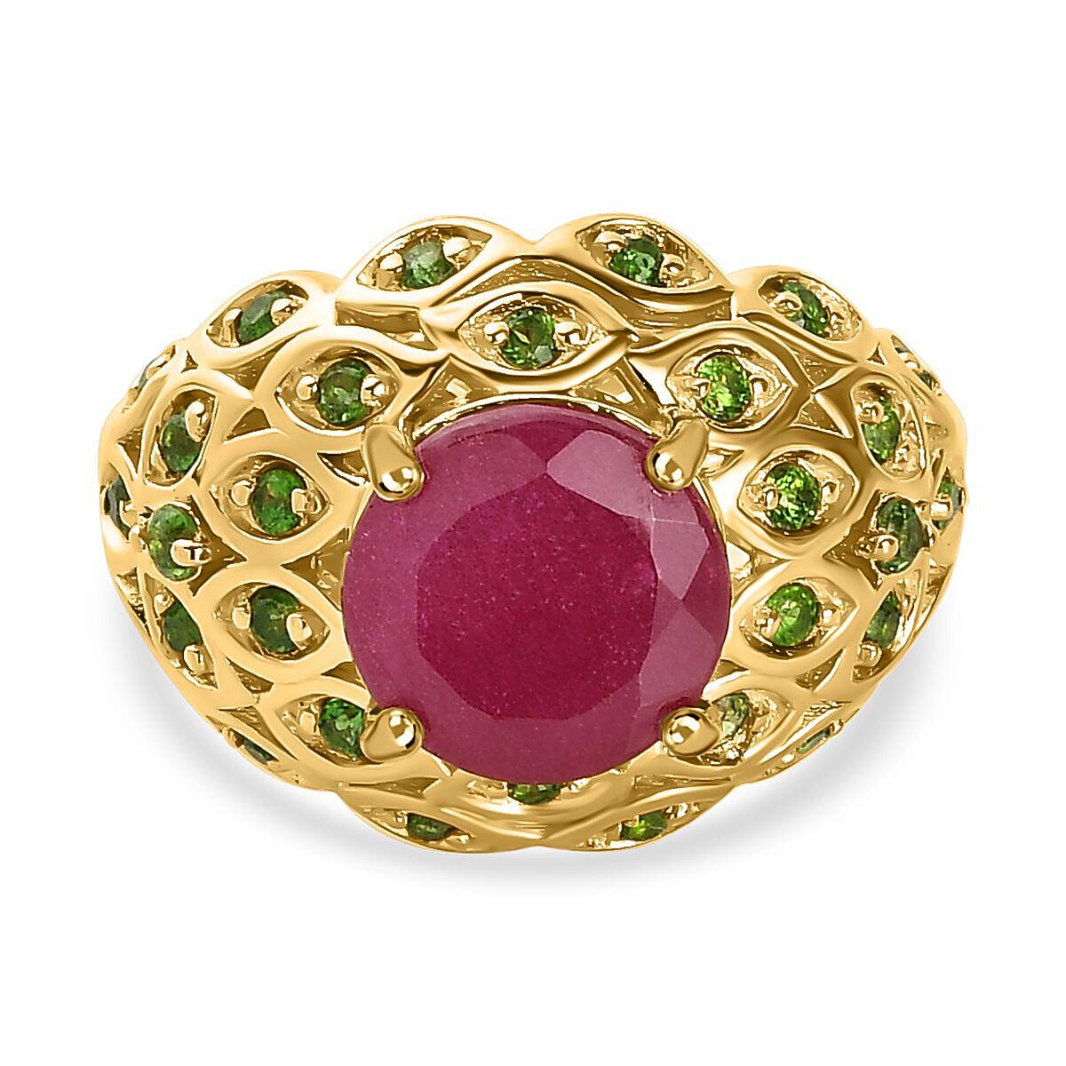 18kt African Amethyst & Chrome Diopside Ring with .42pts Dia RZ1476 main image 1