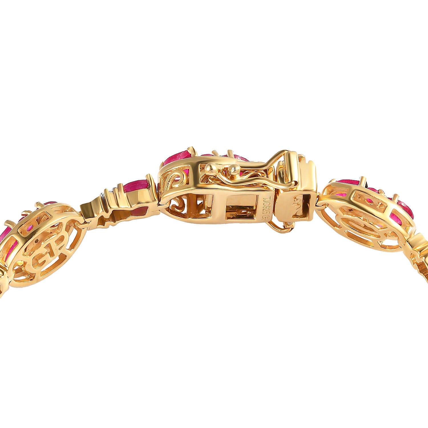 GP Celestial Collection - African  Ruby and Natural Zircon Bracelet (Size - 7) in 18K Yellow Gold Vermeil Plated Sterling Silver 10.25 Ct, Silver Wt. 11.55 Gms