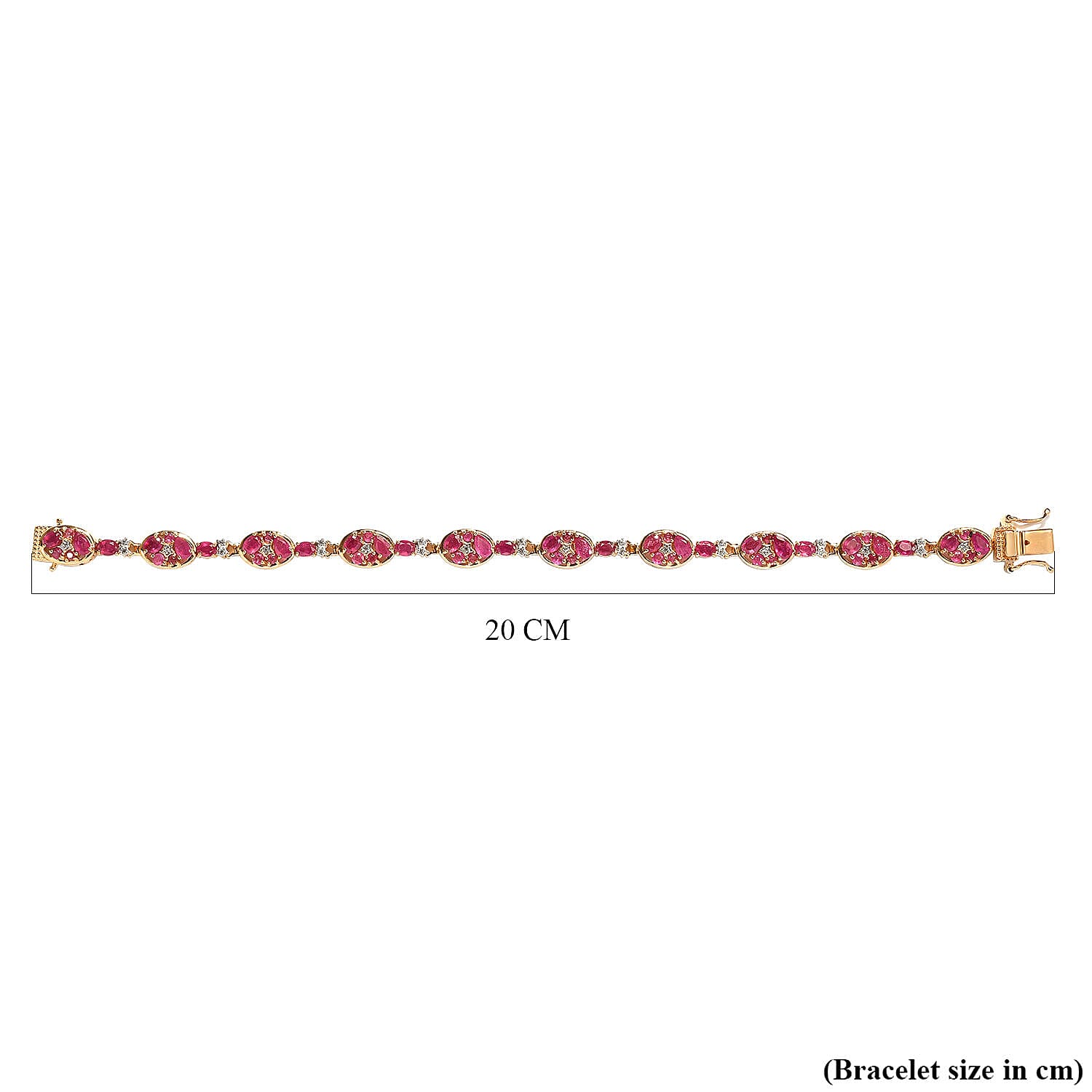 GP Celestial Collection - African  Ruby and Natural Zircon Bracelet (Size - 7) in 18K Yellow Gold Vermeil Plated Sterling Silver 10.25 Ct, Silver Wt. 11.55 Gms