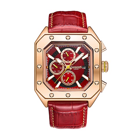 Gamages Of London Automatic Republic Mens Watch with Red Colour Leather Strap