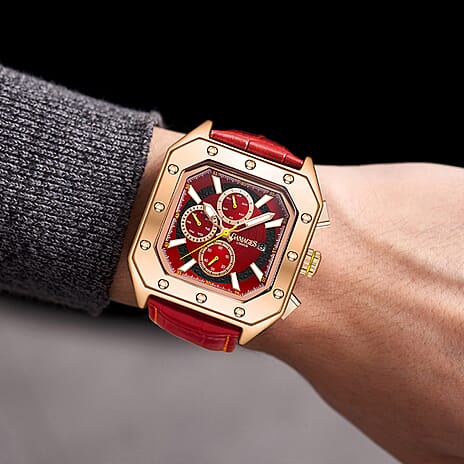 Gamages Of London Automatic Republic Mens Watch with Red Colour Leather Strap