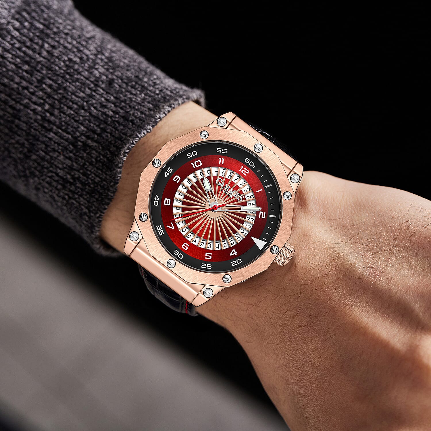 Monster Deal - Gamages Of London Compass Mens Watch with Black Colour Leather Strap