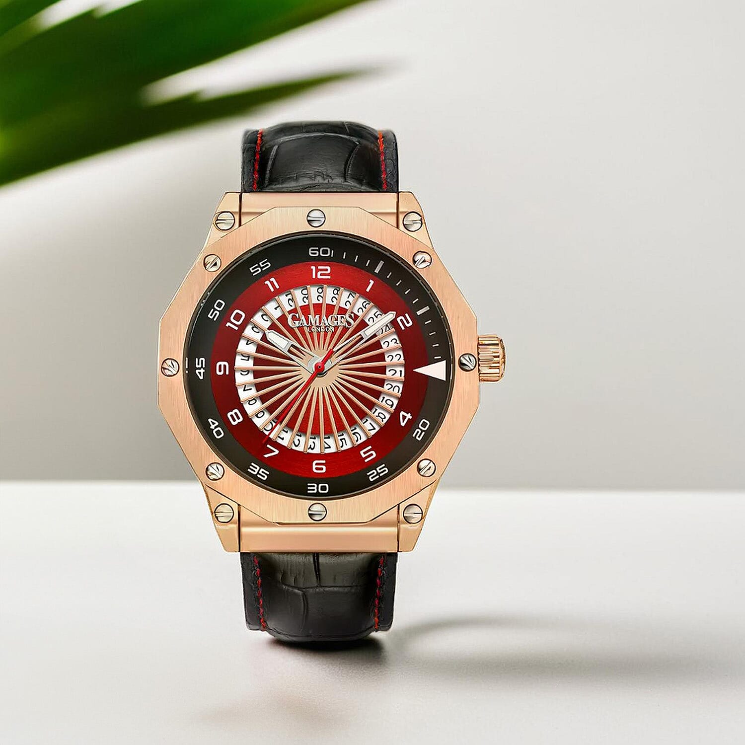 Monster Deal - Gamages Of London Compass Mens Watch with Black Colour Leather Strap