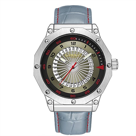 Monster Deal - Gamages Of London Compass Mens Watch with Grey Colour Leather Strap