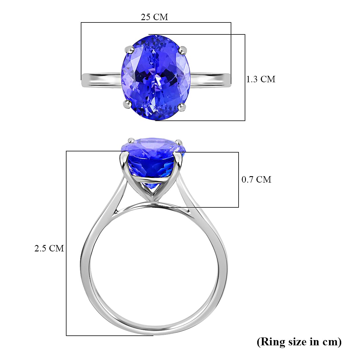 18K W Gold AAA Tanzanite Solitaire Ring 2.75 pc, Gold Wt. 3.07 Gms 2.750 Ct. 18K W Gold AAA Tanzanite Solitaire Ring 2.75 pc, Gold Wt. 3.07 Gms 2.750 Ct.