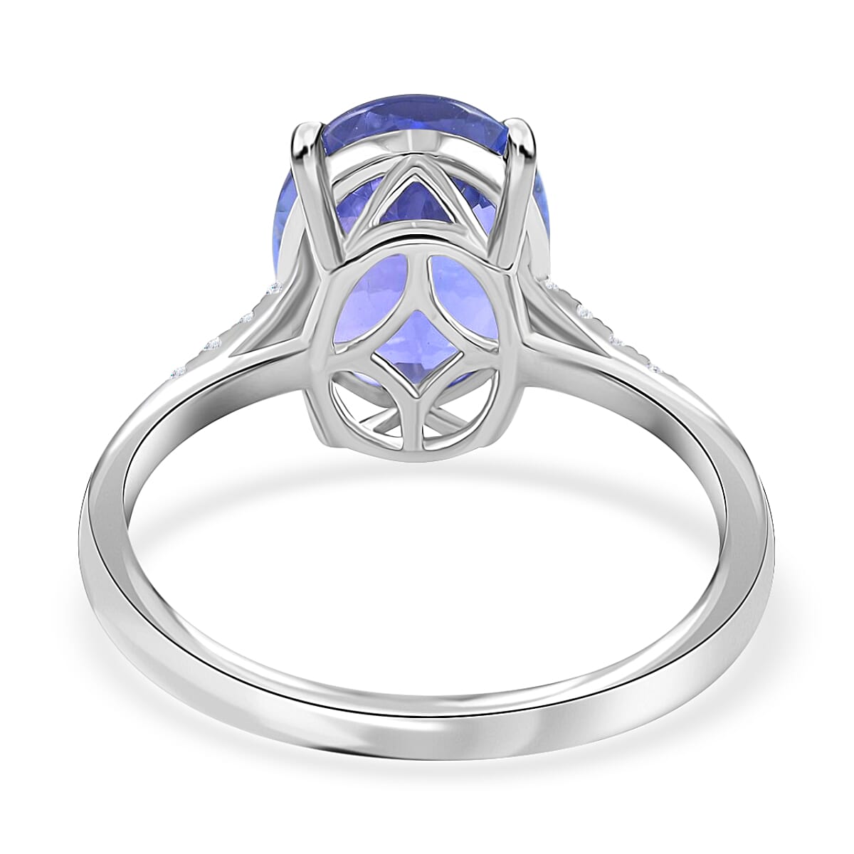 18K W Gold  AAA   Tanzanite ,  White Diamond  SI Solitaire Ring 3.50 pc,  Gold Wt. 2.71 Gms  3.500  Ct.