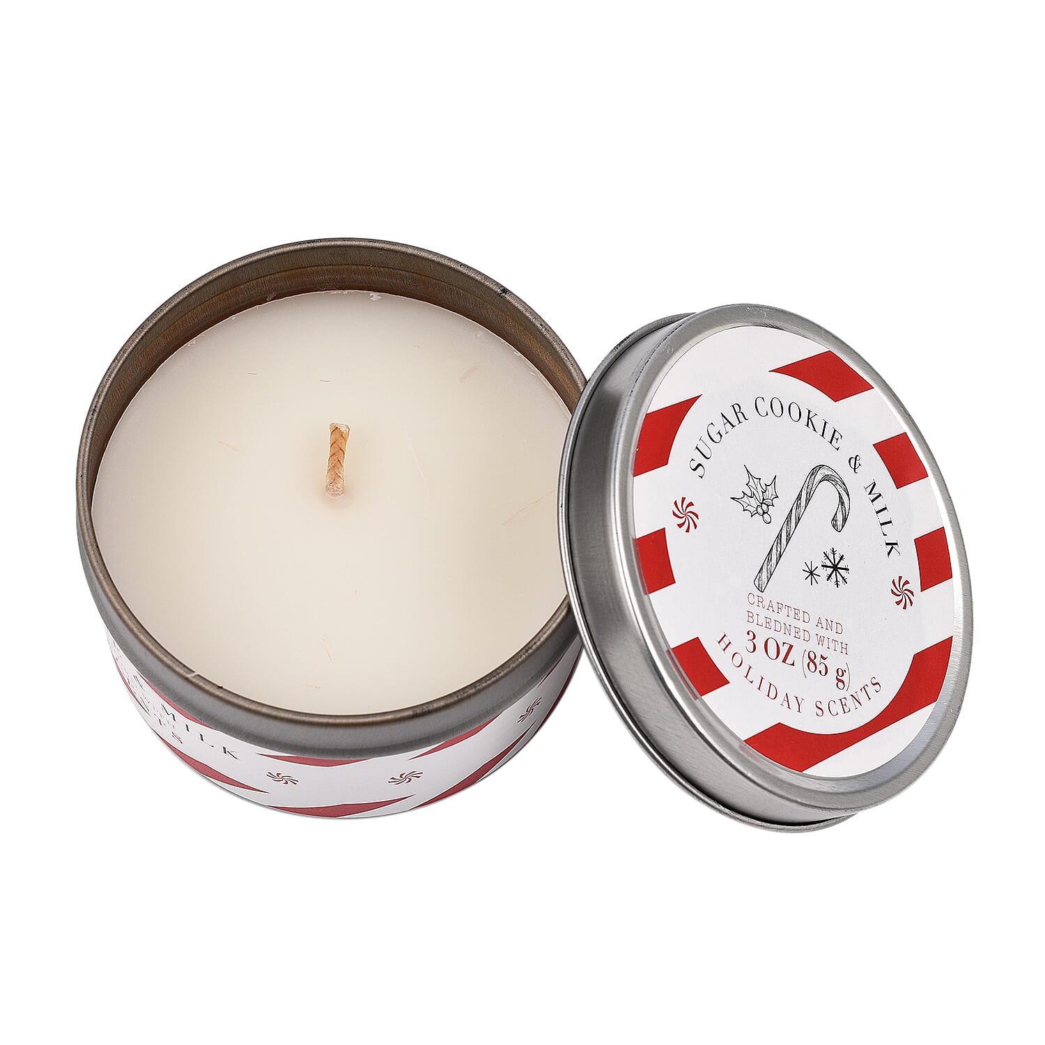 Pack of 3 Tin Candles 3 Oz Candy Canes - Village