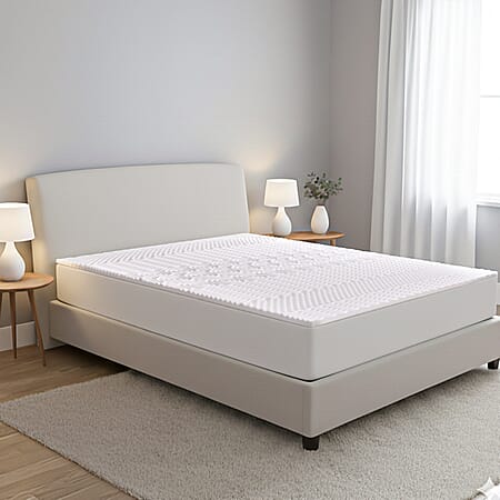 HUSH HAVEN 7 Zone Contoured 100% Memory Foam Deluxe Mattress Topper (Size 190x90x4 cm) - White