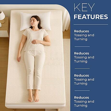 HUSH HAVEN 7 Zone Contoured 100% Memory Foam Deluxe Mattress Topper (Size 200x180x4 cm) - White