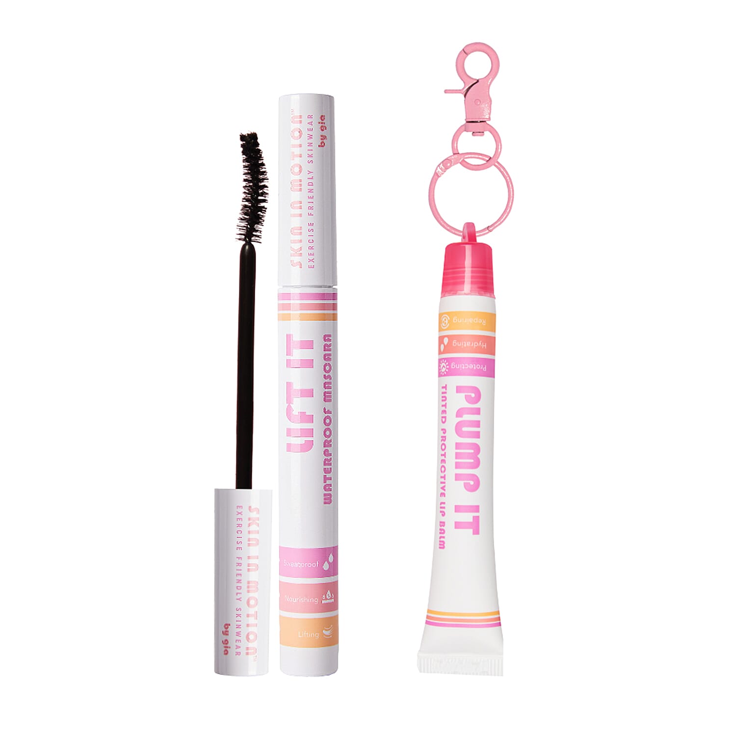 Skin In Motion- Back to Basic Set - Lift It Mascara - Plump It SPF 30 Tinted Lip Balm Sheer Berry With Handy Hook