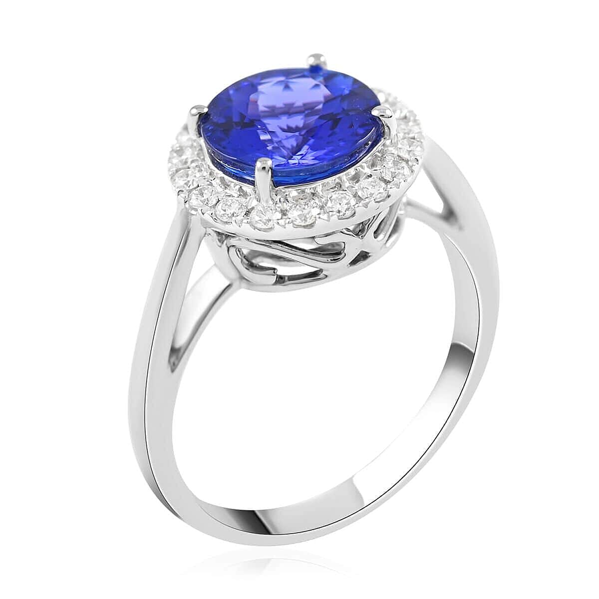 RHAPSODY 950 Platinum AGI Certified AAAA Tanzanite & Diamond Ring 2.90 Ct, Platinum Wt. 6.30 Gms