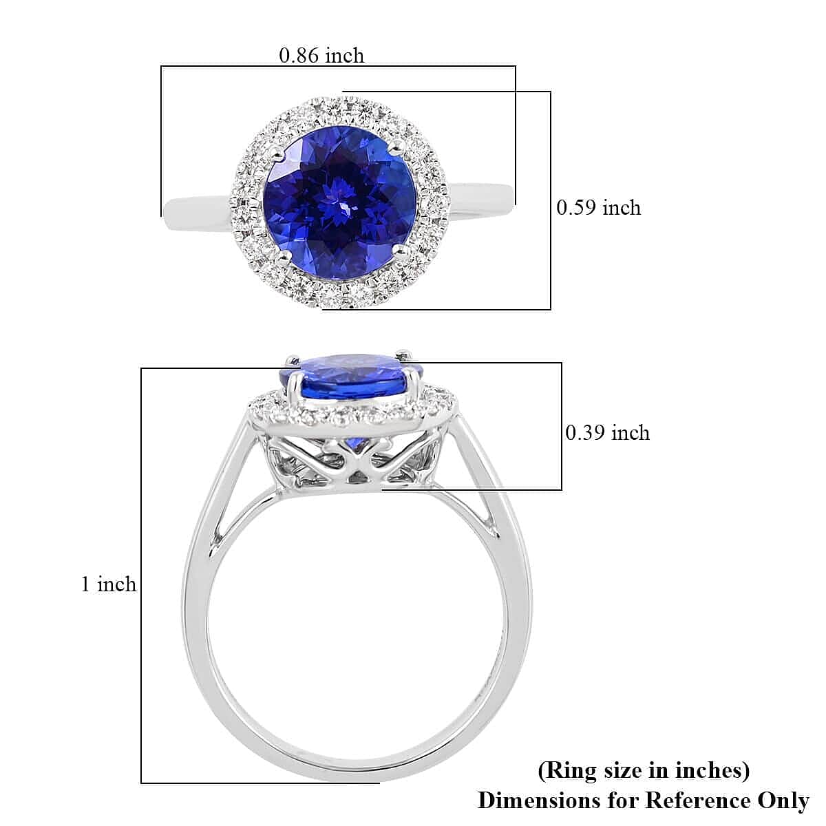 RHAPSODY 950 Platinum AGI Certified AAAA Tanzanite & Diamond Ring 2.90 Ct, Platinum Wt. 6.30 Gms