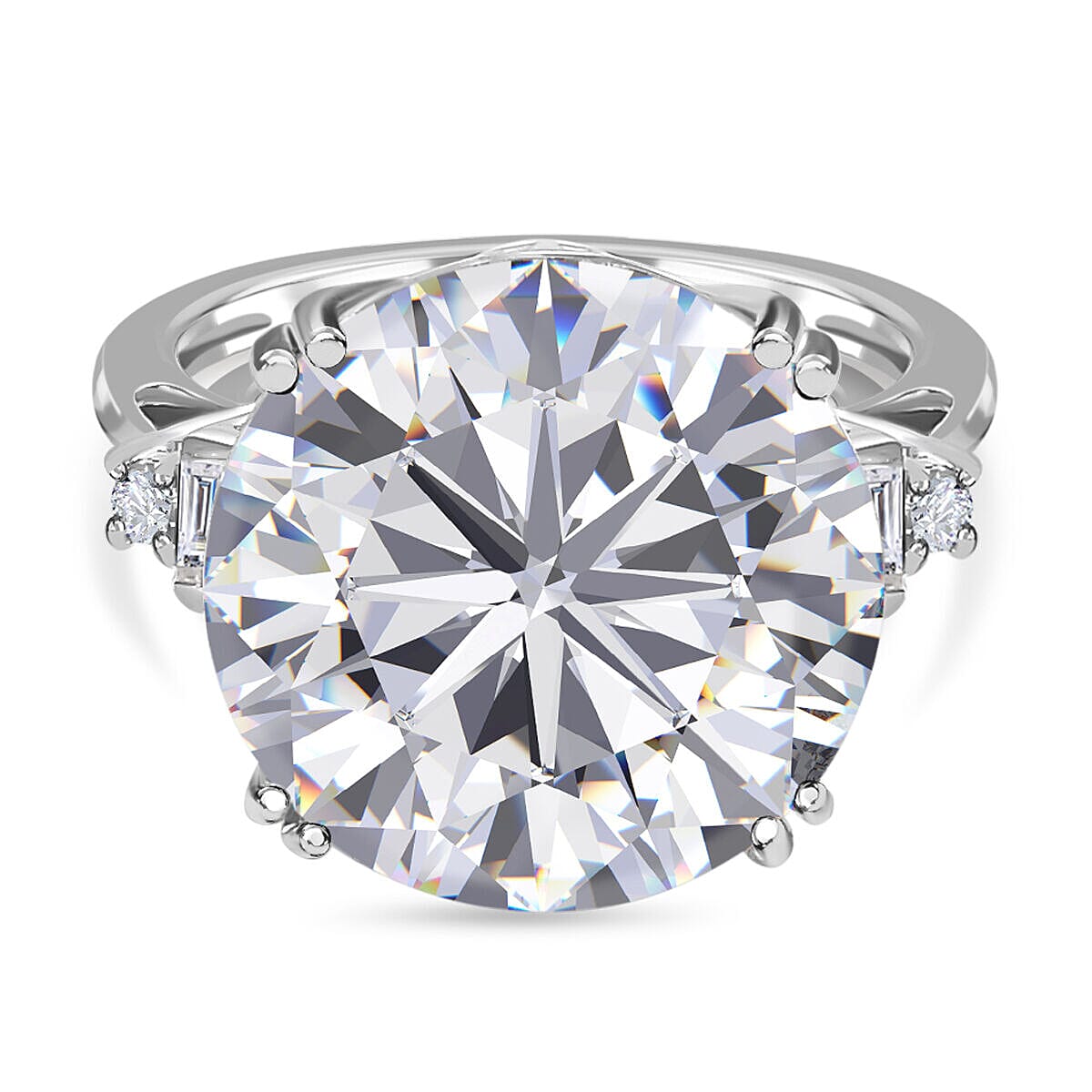 9K White Gold Moissanite Cluster Ring 11.64 Ct, Gold Wt. 3.40 Gms.